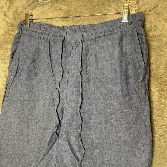 Charter Club Women 100% Linen Nautical Beachy High Rise Pull On Straight Pant L - Picture 3 of 12